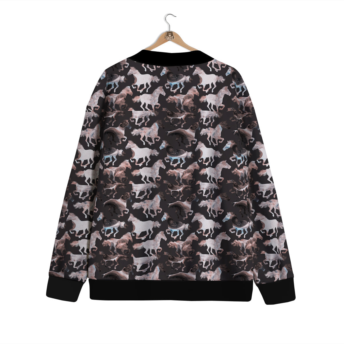 Horse Painting Dark Pink Print Cardigan-grizzshop