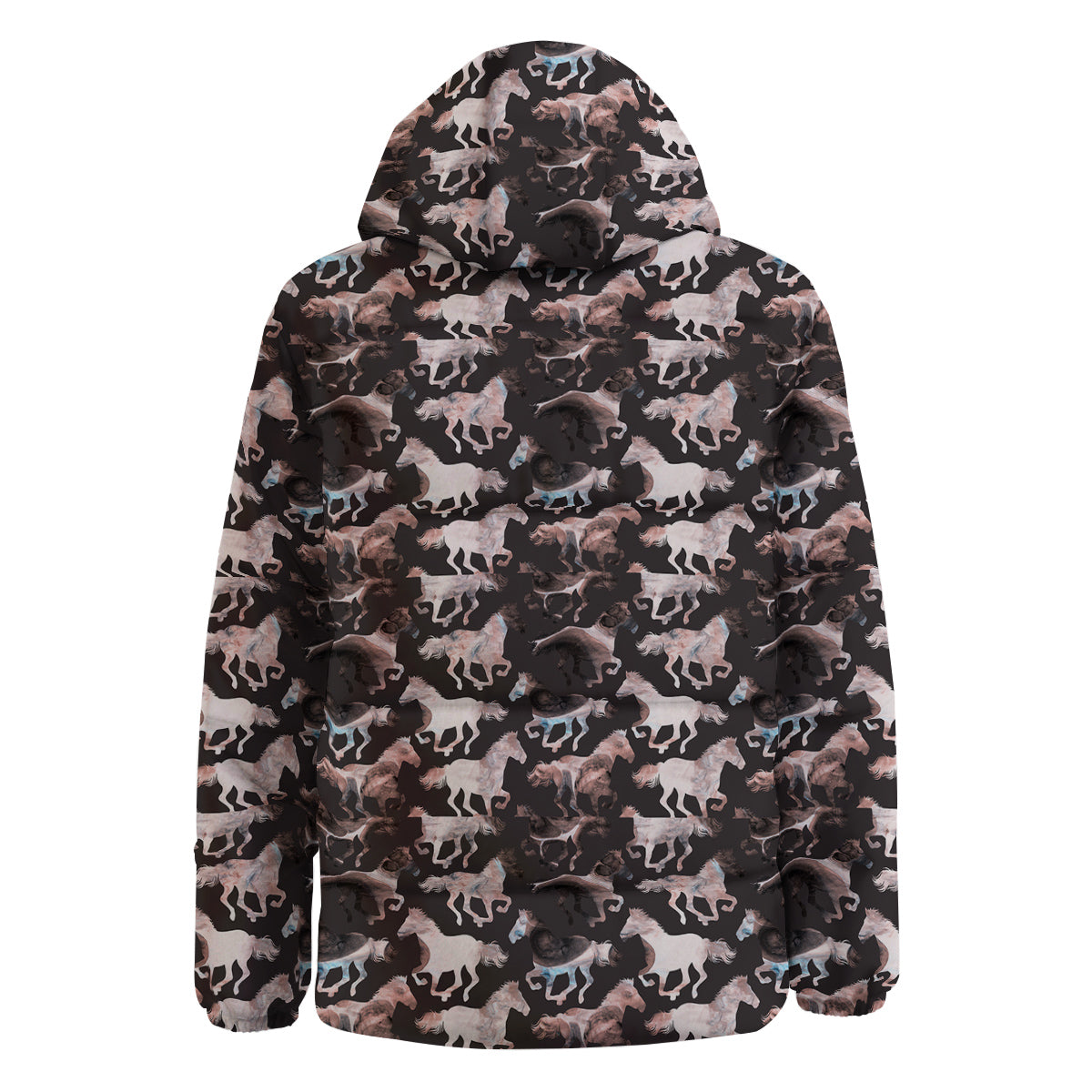 Horse Painting Dark Pink Print Down Jacket-grizzshop
