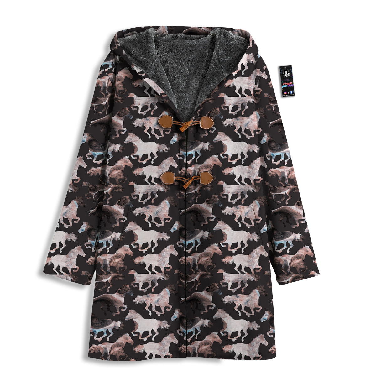 Horse Painting Dark Pink Print Men's Windbreaker Jacket-grizzshop