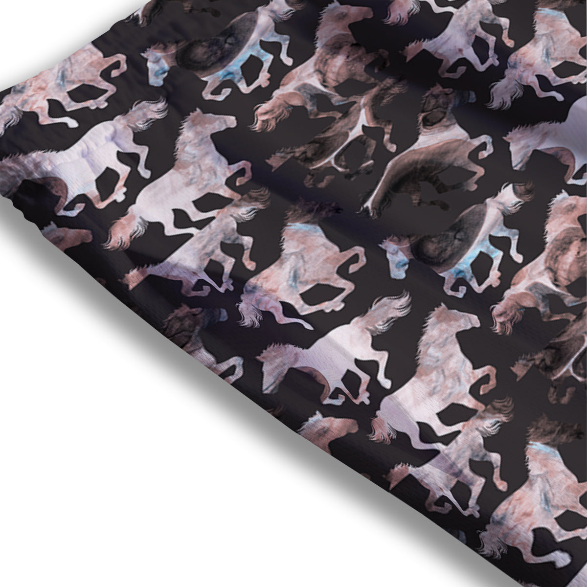Horse Painting Dark Pink Print Mesh Shorts