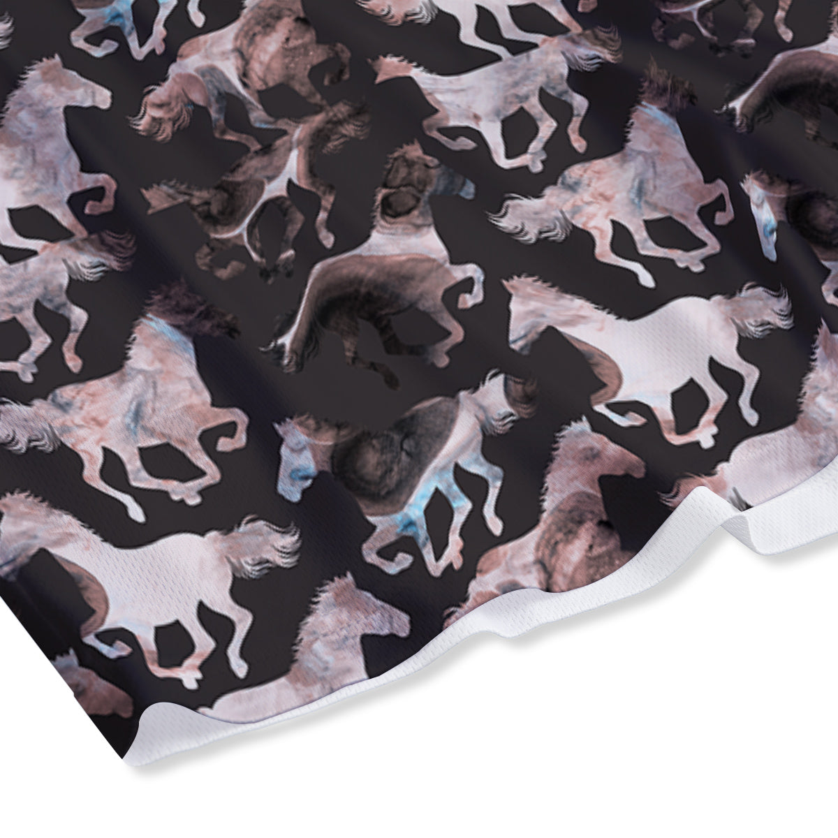 Horse Painting Dark Pink Print Mesh Shorts