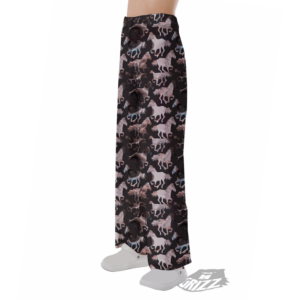 Horse Painting Dark Pink Print Pajama Pants-grizzshop