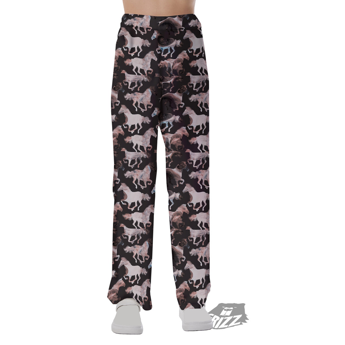 Horse Painting Dark Pink Print Pajama Pants-grizzshop