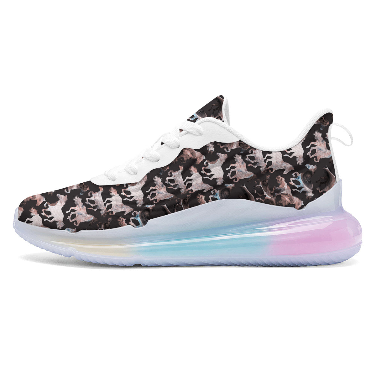 Horse Painting Dark Pink Print Running Sneakers-grizzshop