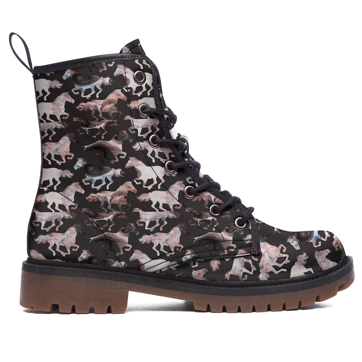 Horse Painting Dark Pink Print Work Boots-grizzshop