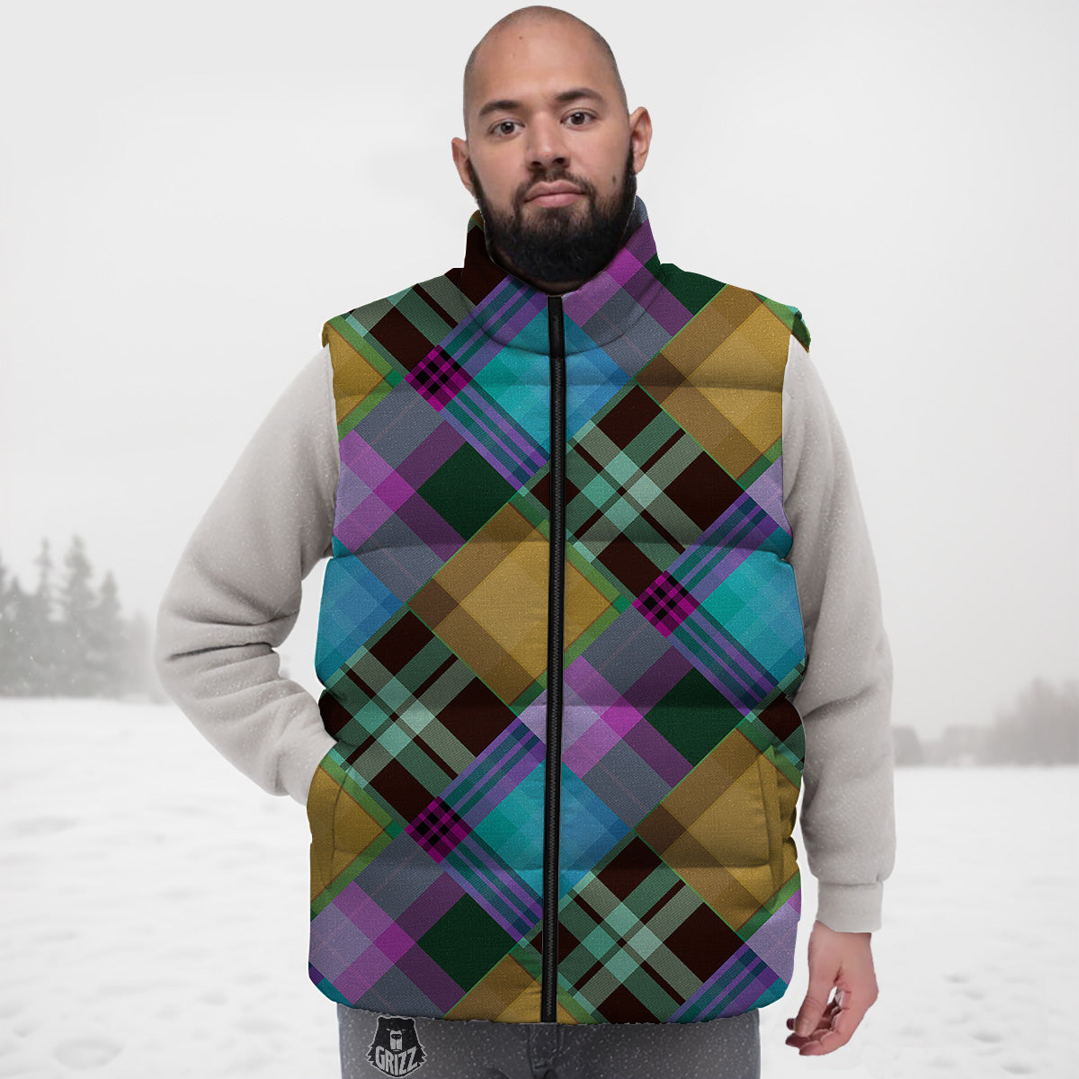 Horse Pattern Print Down Vest