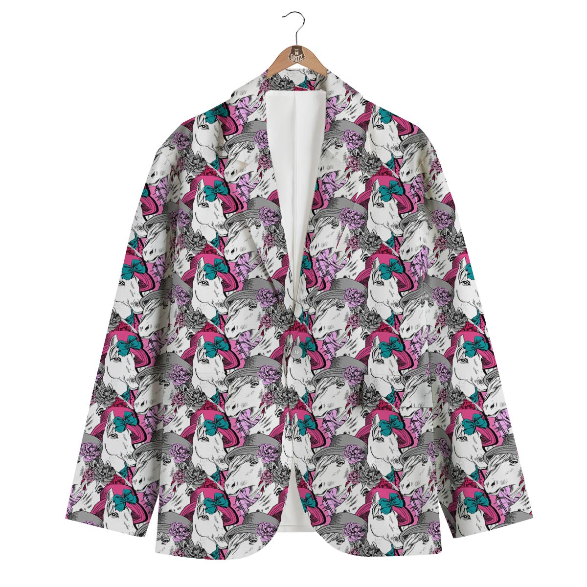 Horse Pattern Print Men's Blazer-grizzshop