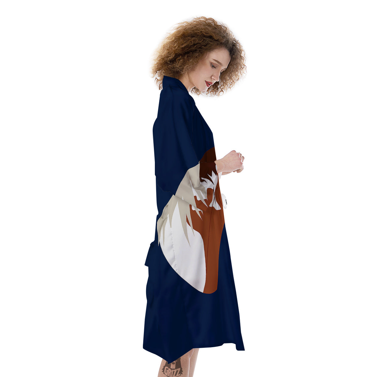 Horse Portrait Dark Blue Print Kimono-grizzshop