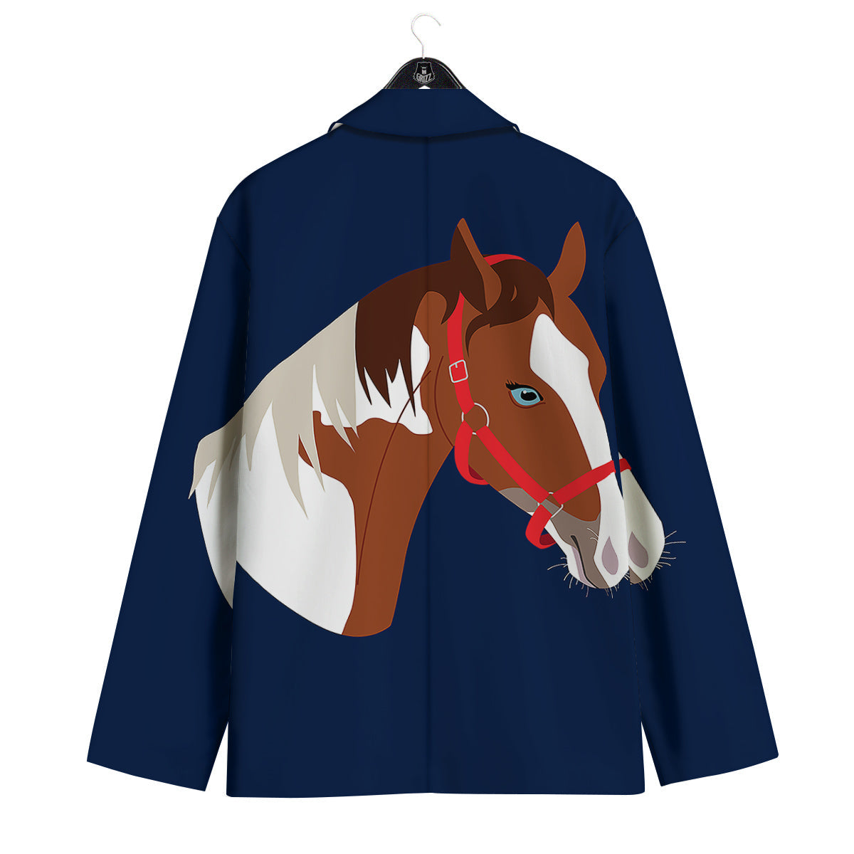 Horse Portrait Dark Blue Print Men's Sport Coat-grizzshop