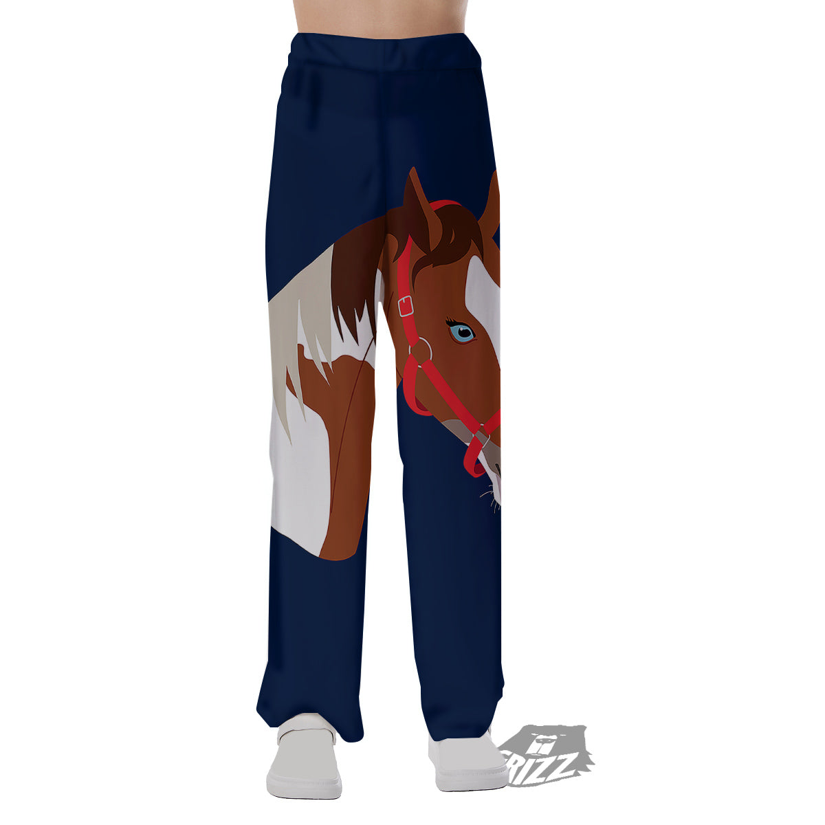 Horse Portrait Dark Blue Print Pajama Pants-grizzshop