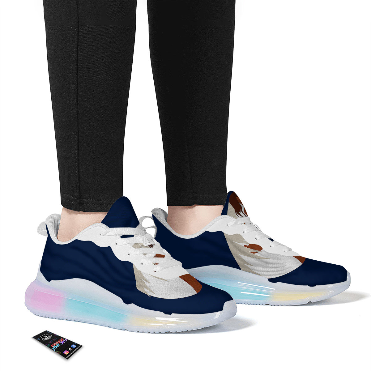 Horse Portrait Dark Blue Print Running Sneakers-grizzshop