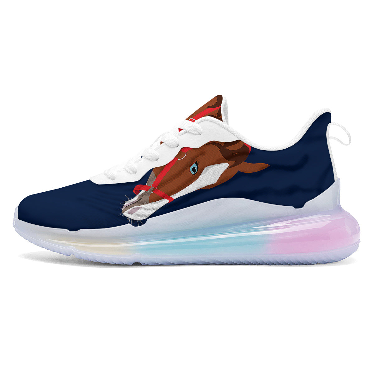 Horse Portrait Dark Blue Print Running Sneakers-grizzshop