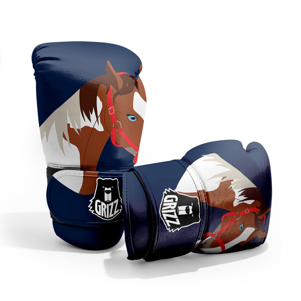 Horse Portrait Dark Blue Print Pro Boxing Glove