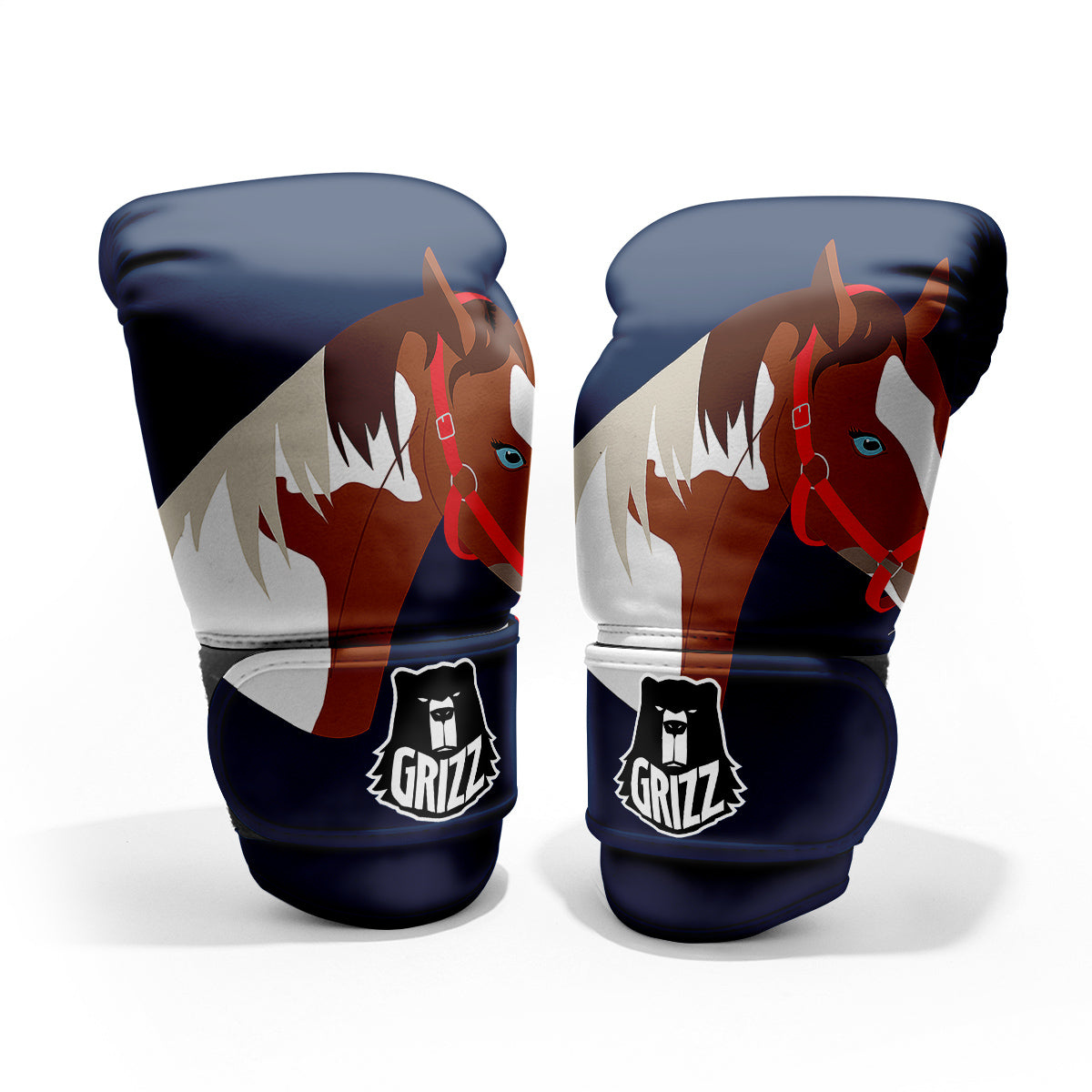 Horse Portrait Dark Blue Print Pro Boxing Glove