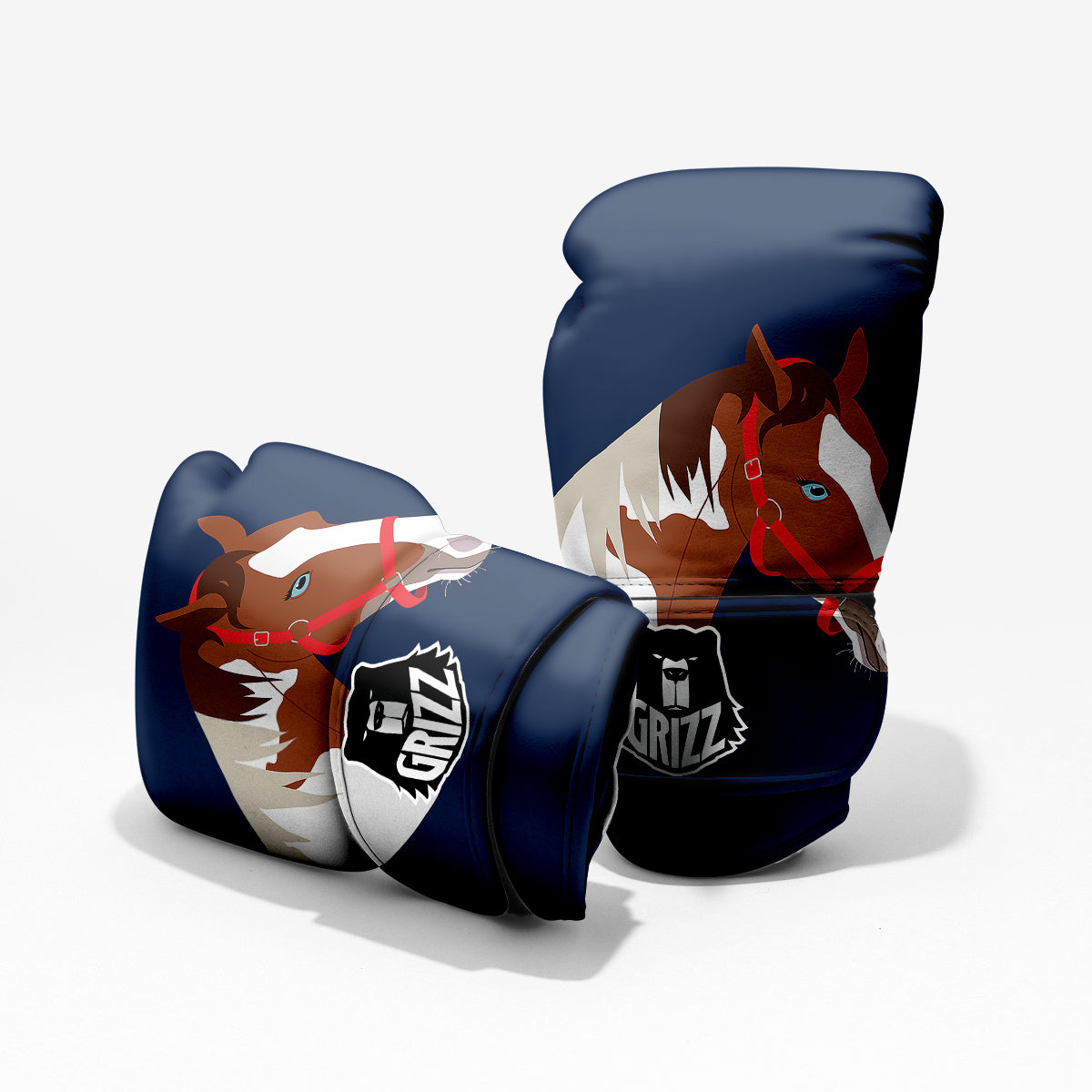 Horse Portrait Dark Blue Print Pro Boxing Glove