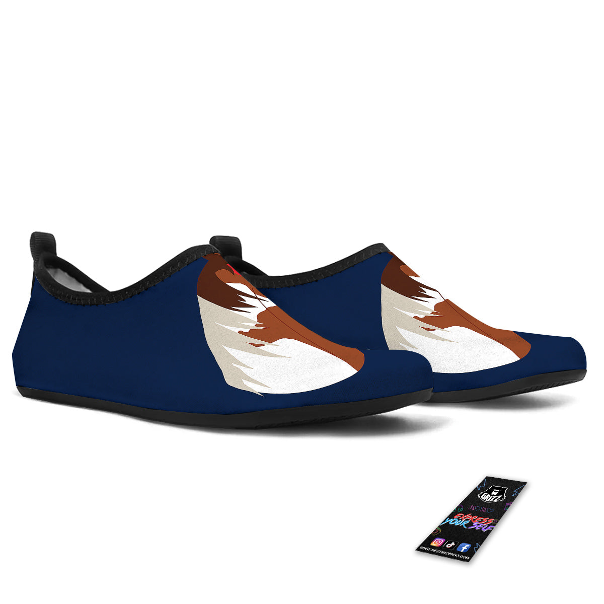 Horse Portrait Dark Blue Print Water Shoes-grizzshop
