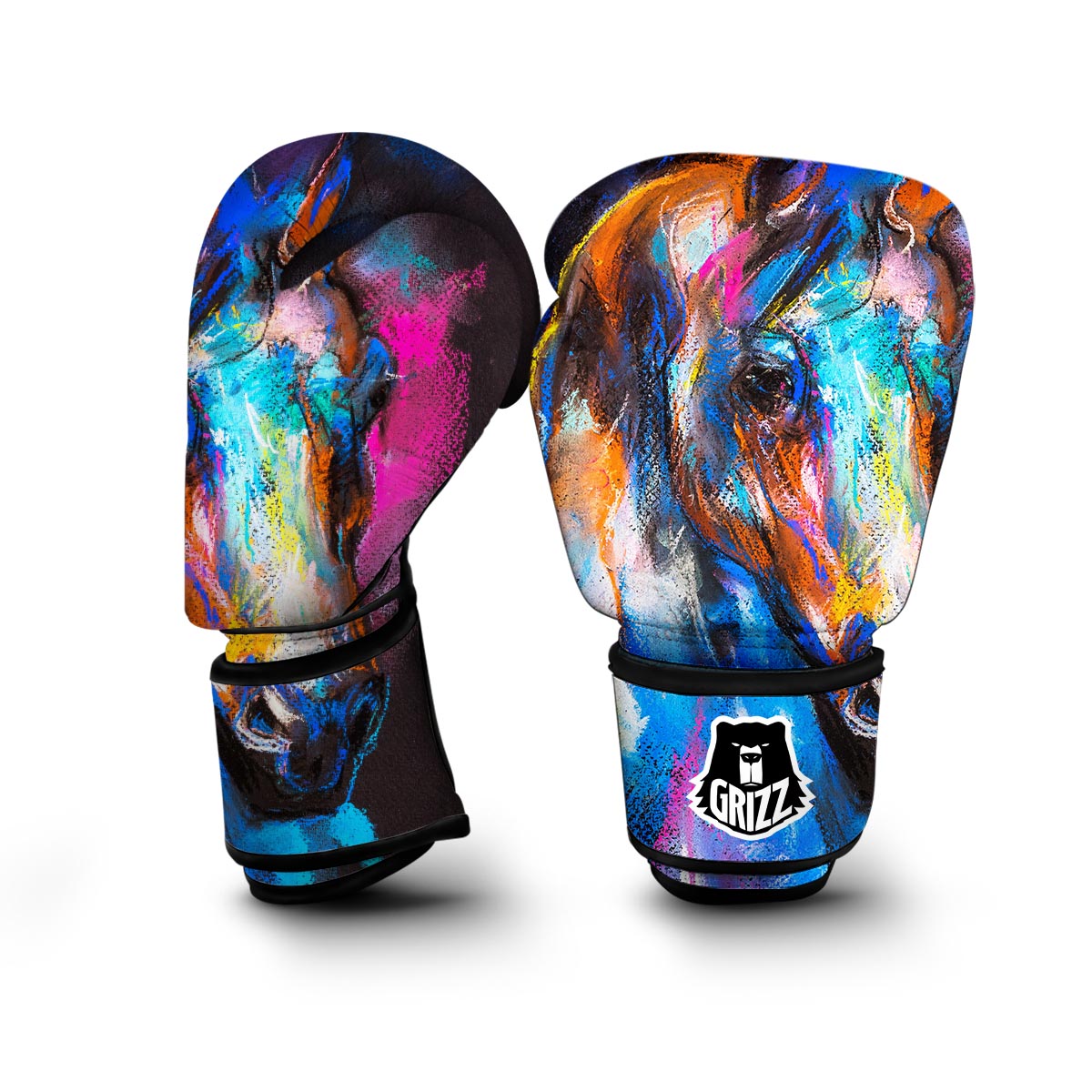 Horse Portrait Pattern Print Boxing Gloves-grizzshop