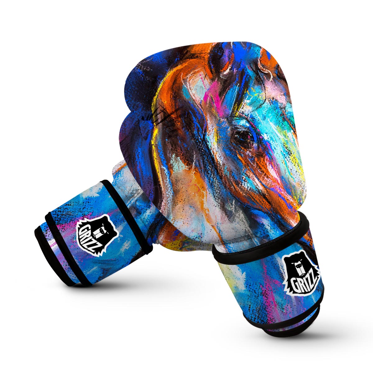 Horse Portrait Pattern Print Boxing Gloves-grizzshop