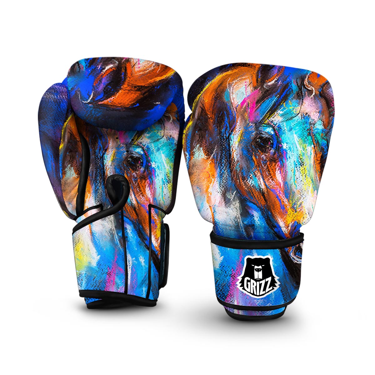 Horse Portrait Pattern Print Boxing Gloves-grizzshop