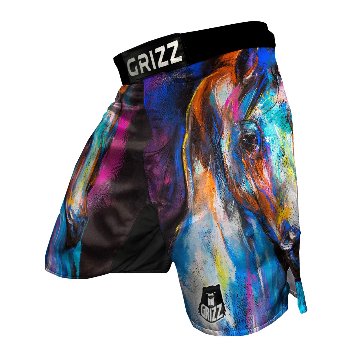 Horse Portrait Pattern Print MMA Shorts-grizzshop