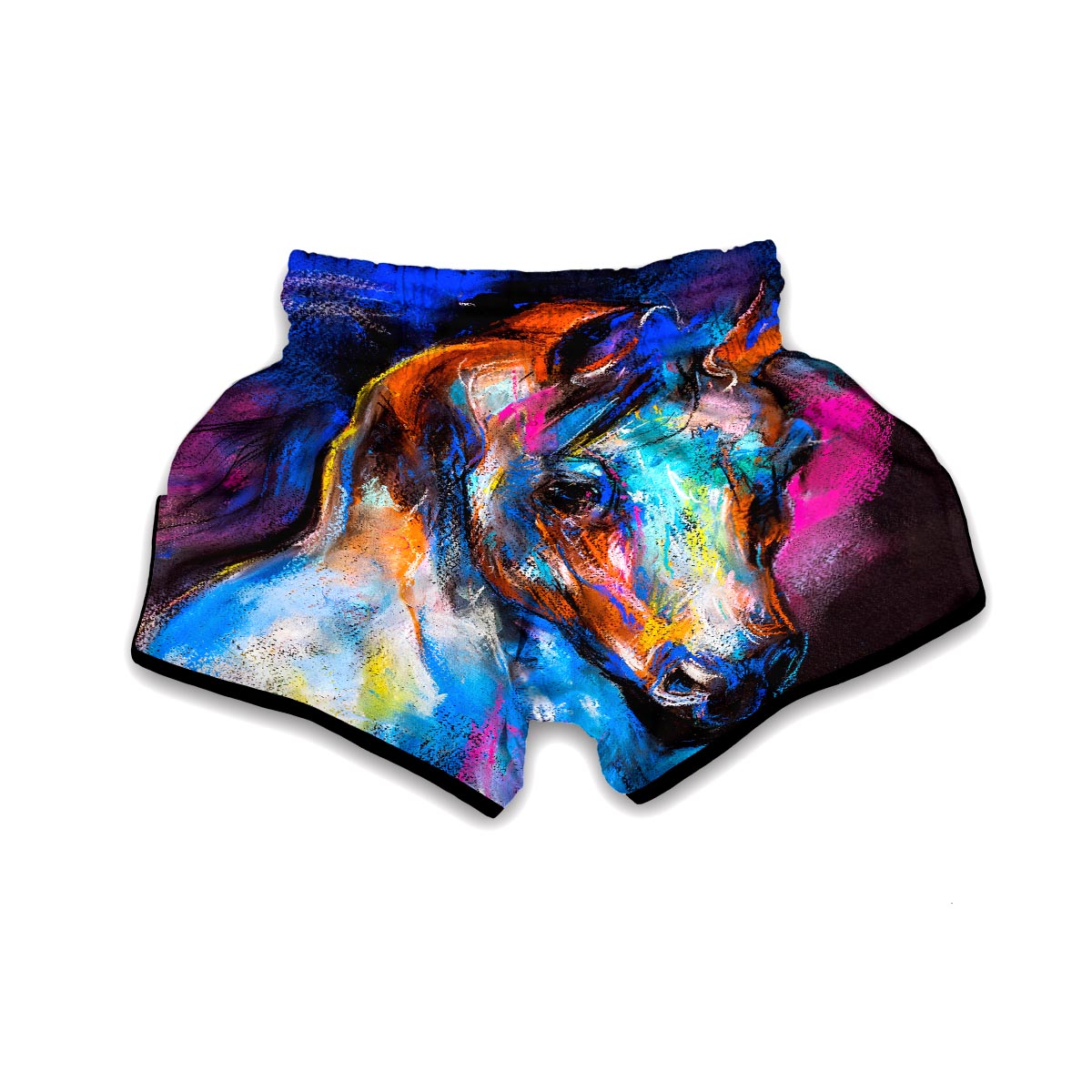 Horse Portrait Pattern Print Muay Thai Boxing Shorts-grizzshop