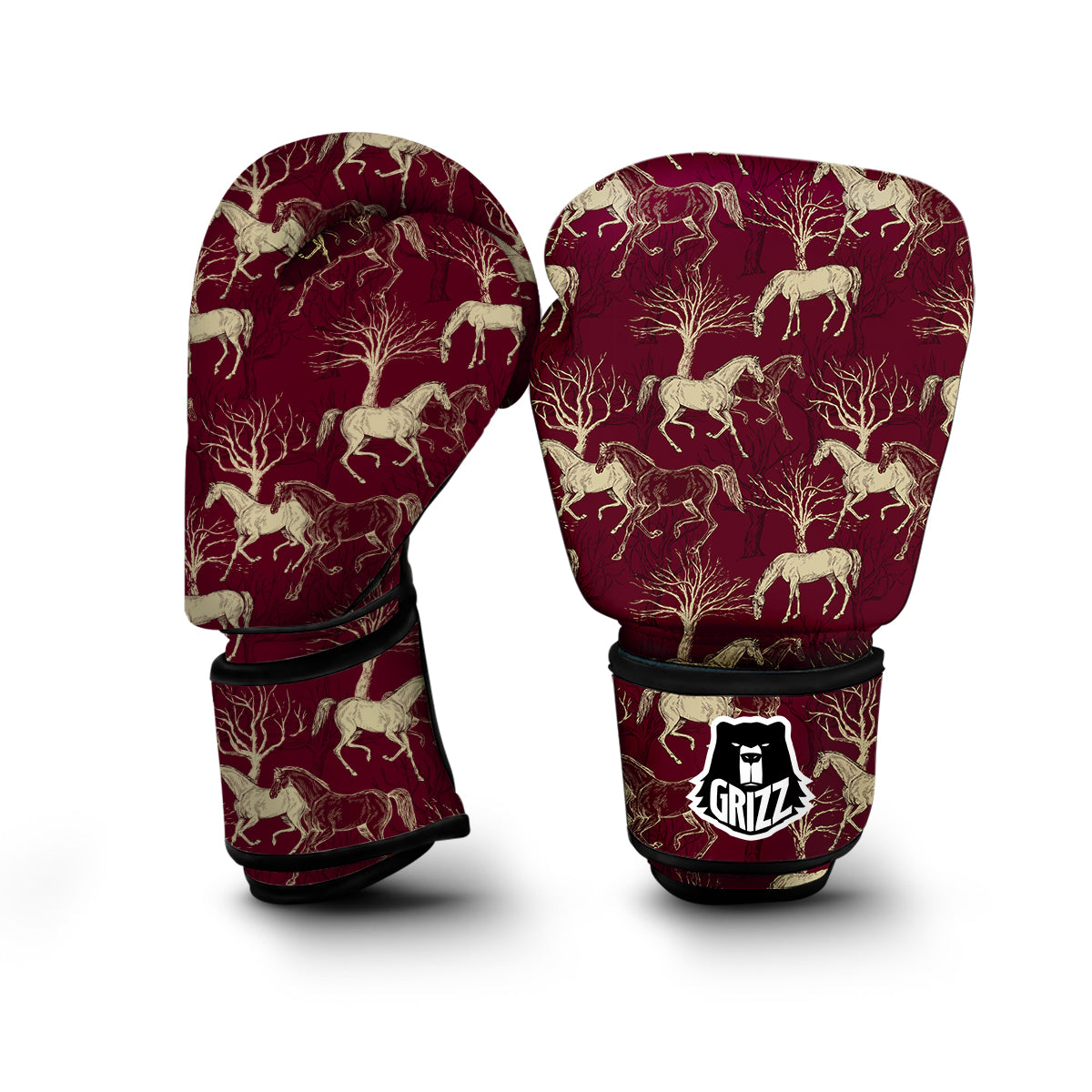 Horse Print Pattern Boxing Gloves-grizzshop