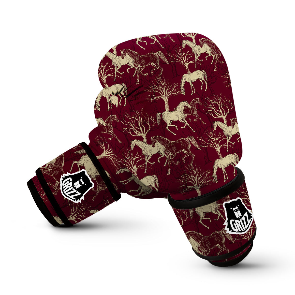 Horse Print Pattern Boxing Gloves-grizzshop