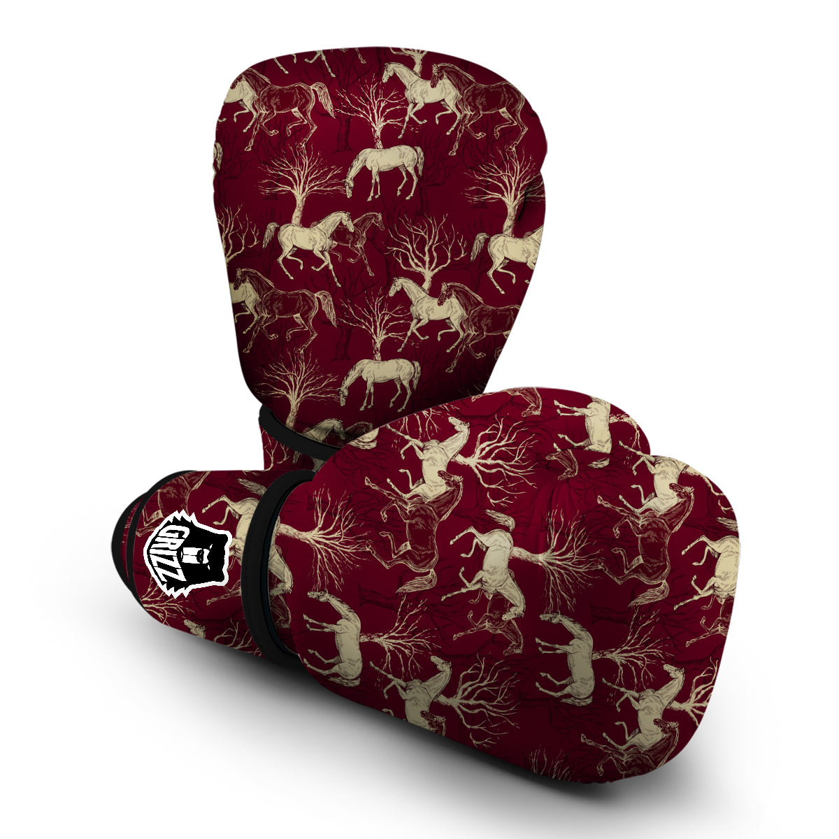 Horse Print Pattern Boxing Gloves-grizzshop