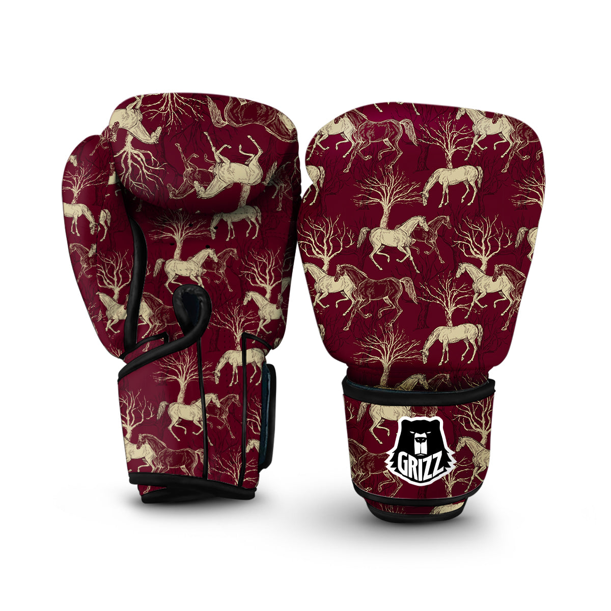 Horse Print Pattern Boxing Gloves-grizzshop