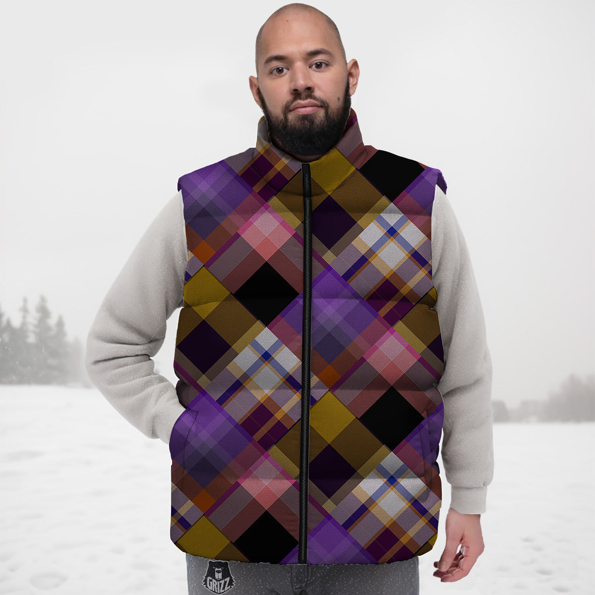 Horse Print Pattern Down Vest