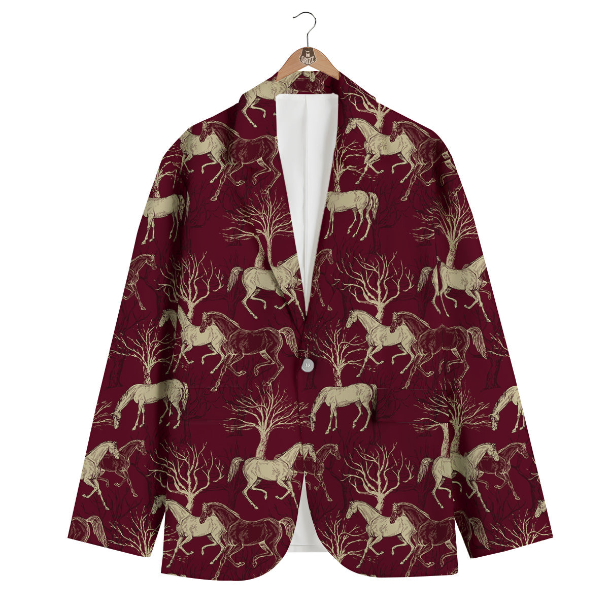 Horse Print Pattern Men's Blazer-grizzshop