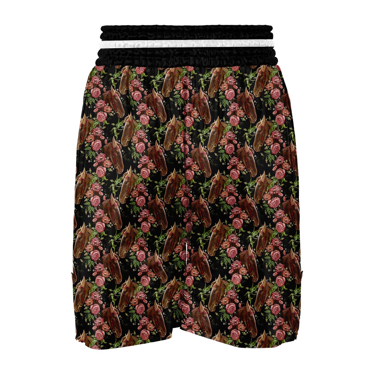 Horse Rose Pattern Print Boxing Shorts-grizzshop