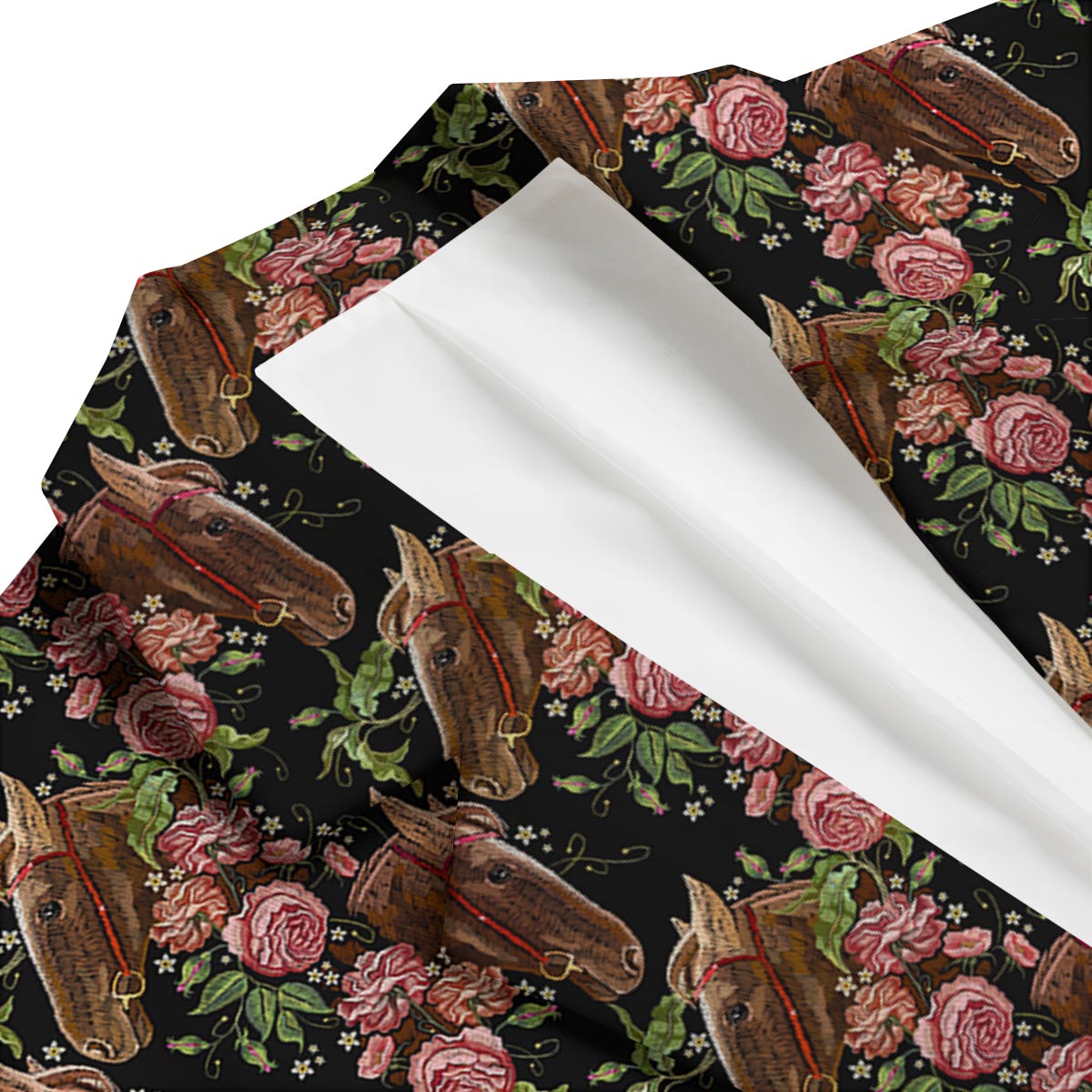 Horse Rose Pattern Print Men's Blazer-grizzshop