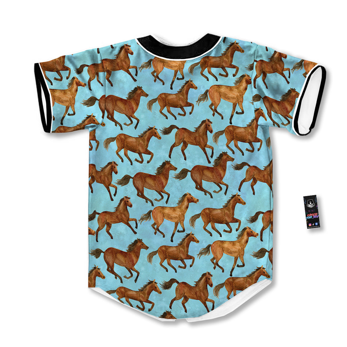 Horse Watercolor Print Pattern Baseball Jersey-grizzshop