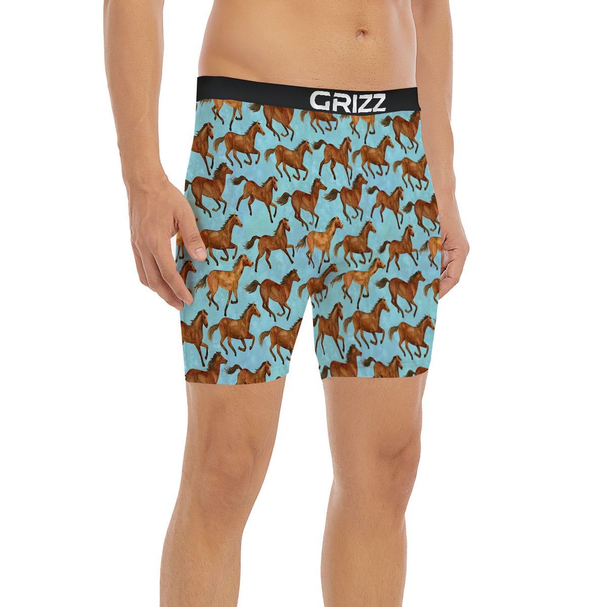 Horse Watercolor Print Pattern Boxer Briefs-grizzshop