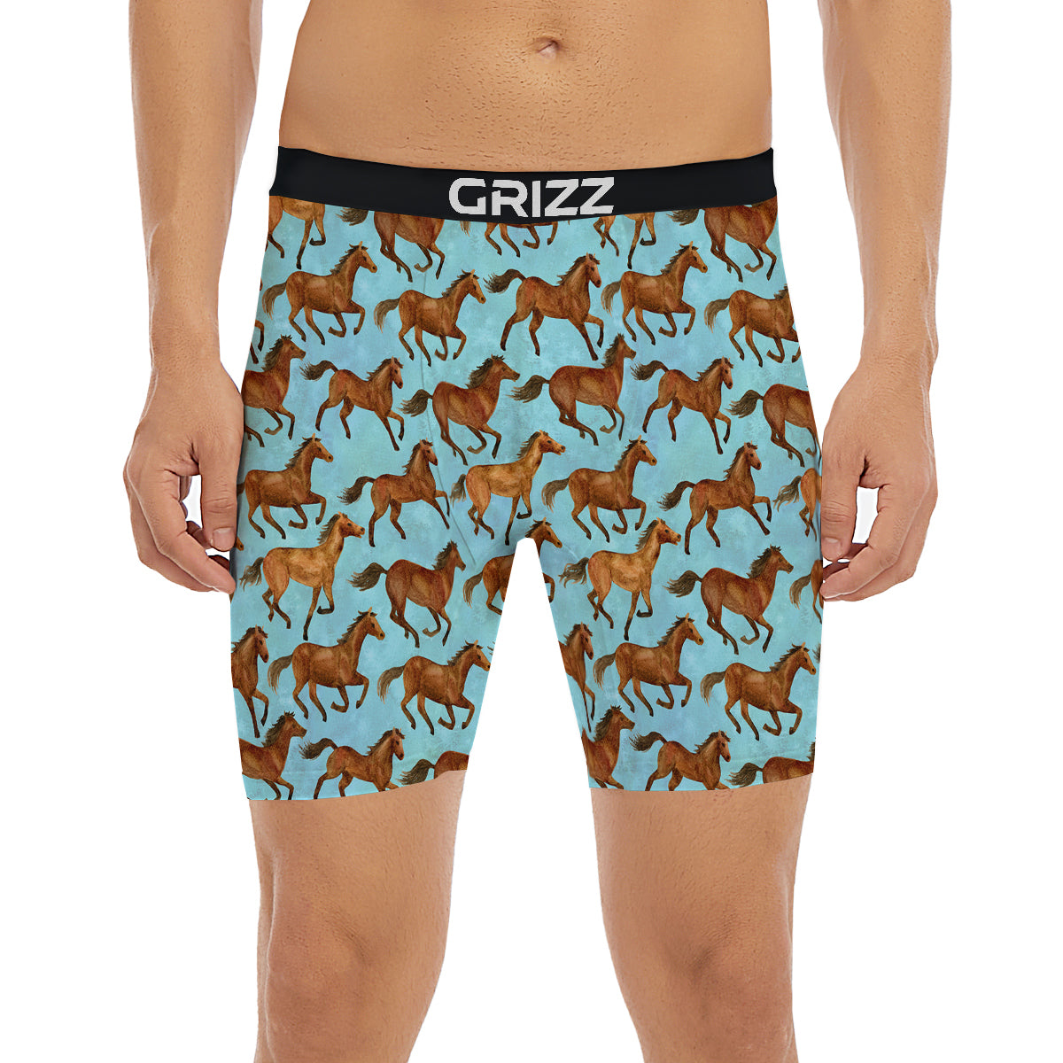 Horse Watercolor Print Pattern Boxer Briefs-grizzshop