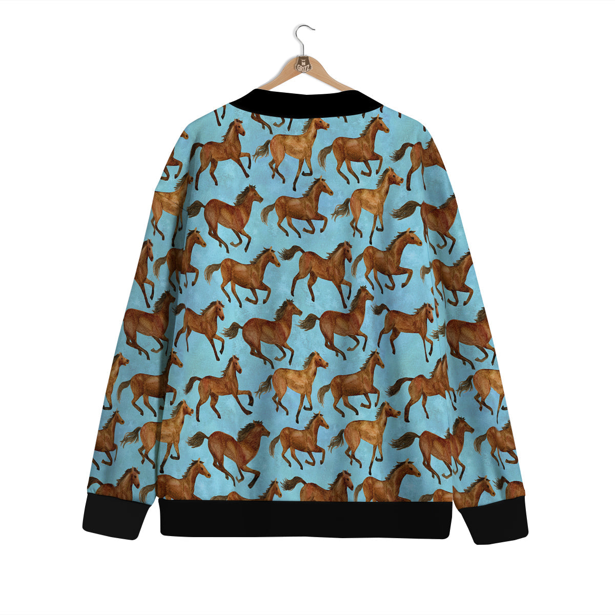 Horse Watercolor Print Pattern Cardigan-grizzshop