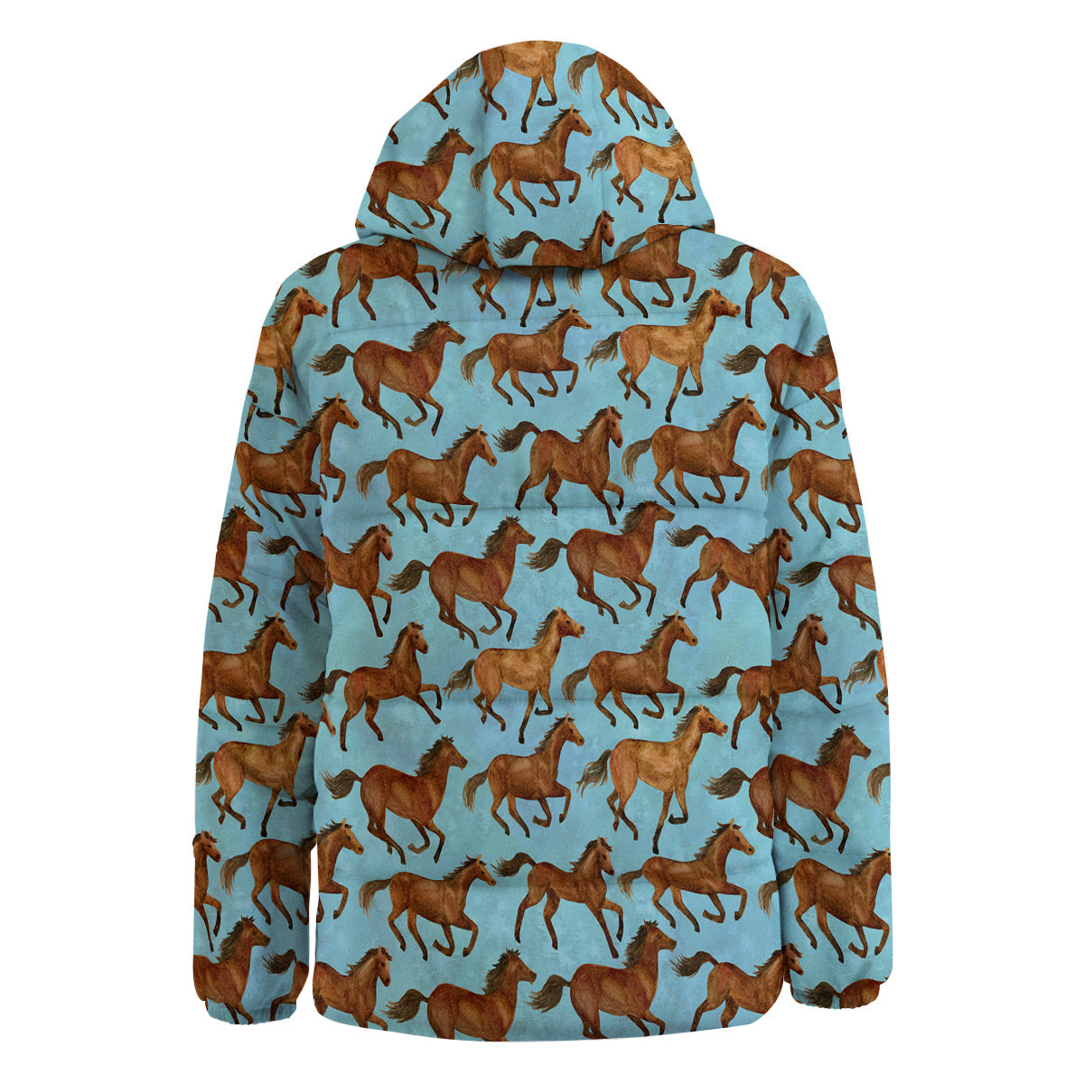 Horse Watercolor Print Pattern Down Jacket-grizzshop