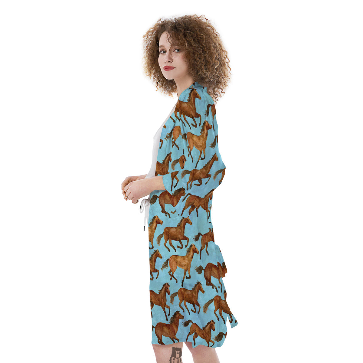 Horse Watercolor Print Pattern Kimono-grizzshop