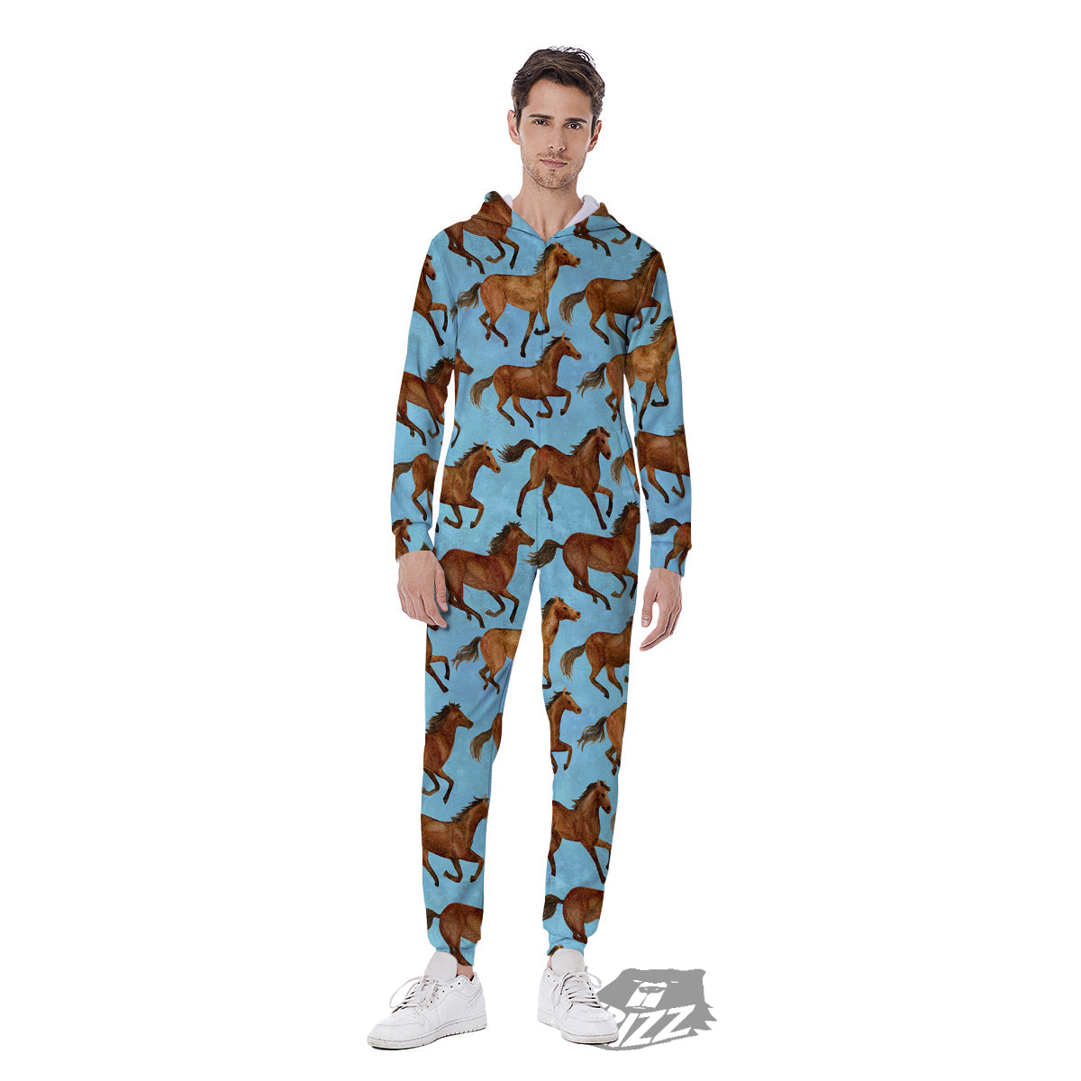 Horse Watercolor Print Pattern Men's Jumpsuit-grizzshop