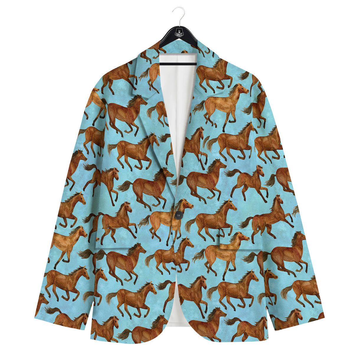 Horse Watercolor Print Pattern Men's Sport Coat-grizzshop