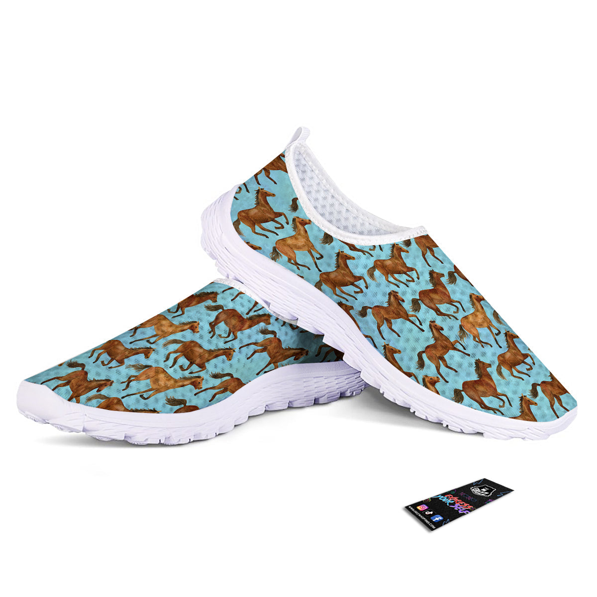 Horse Watercolor Print Pattern Nurse Shoes-grizzshop