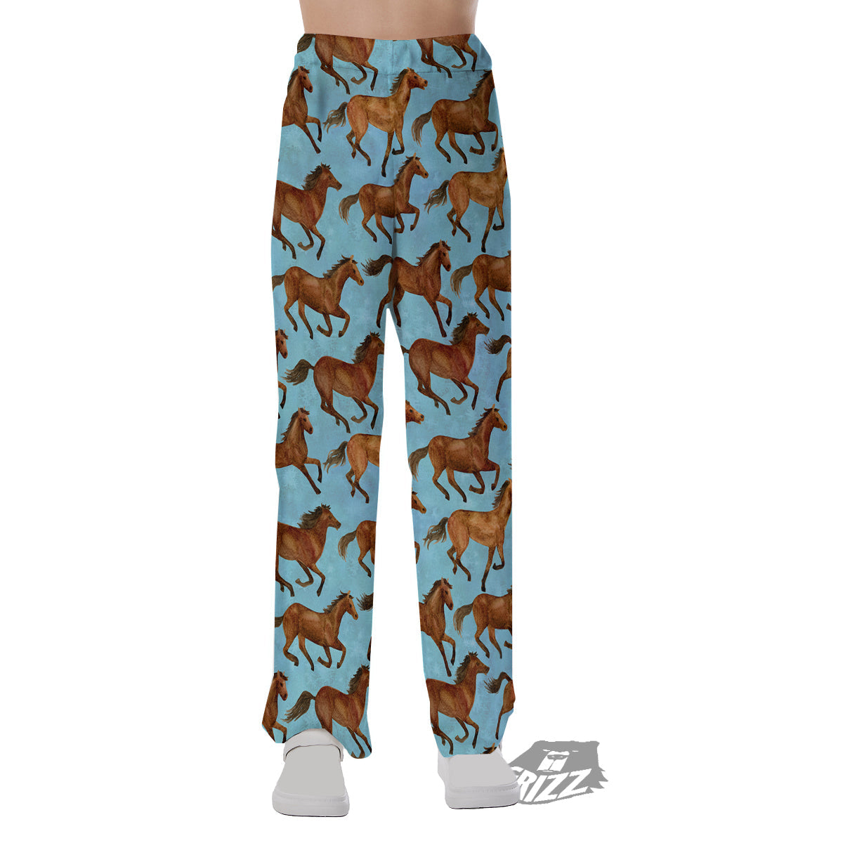 Horse Watercolor Print Pattern Pajama Pants-grizzshop
