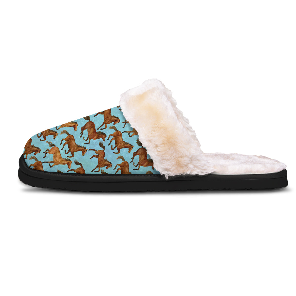 Horse Watercolor Print Pattern Slippers-grizzshop