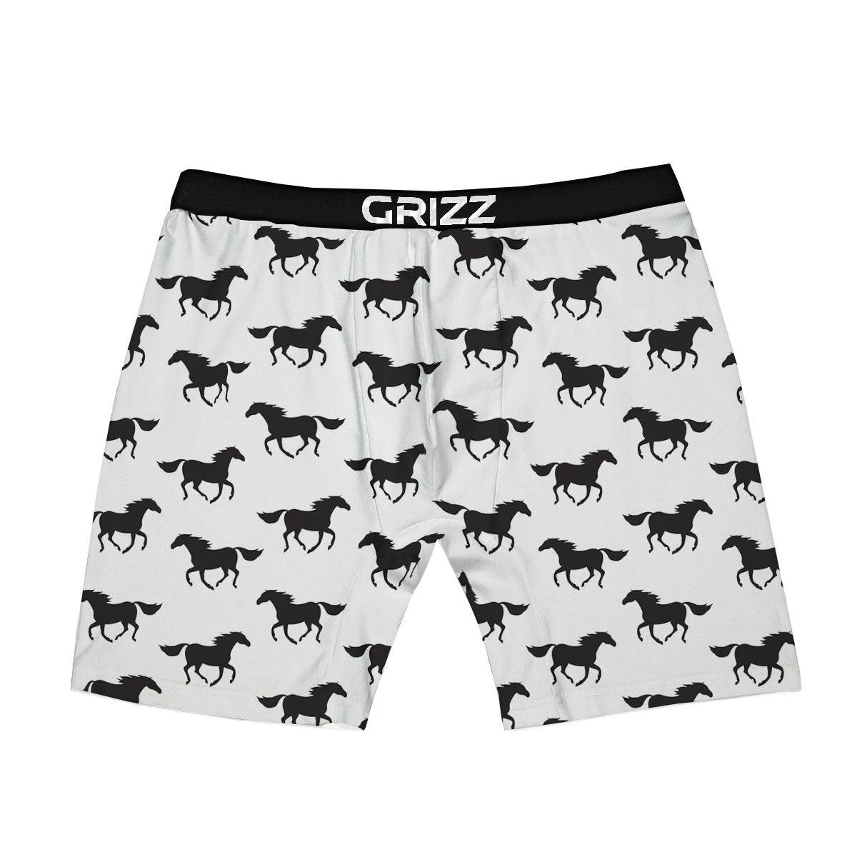 Horse White And Black Print Pattern Boxer Briefs-grizzshop