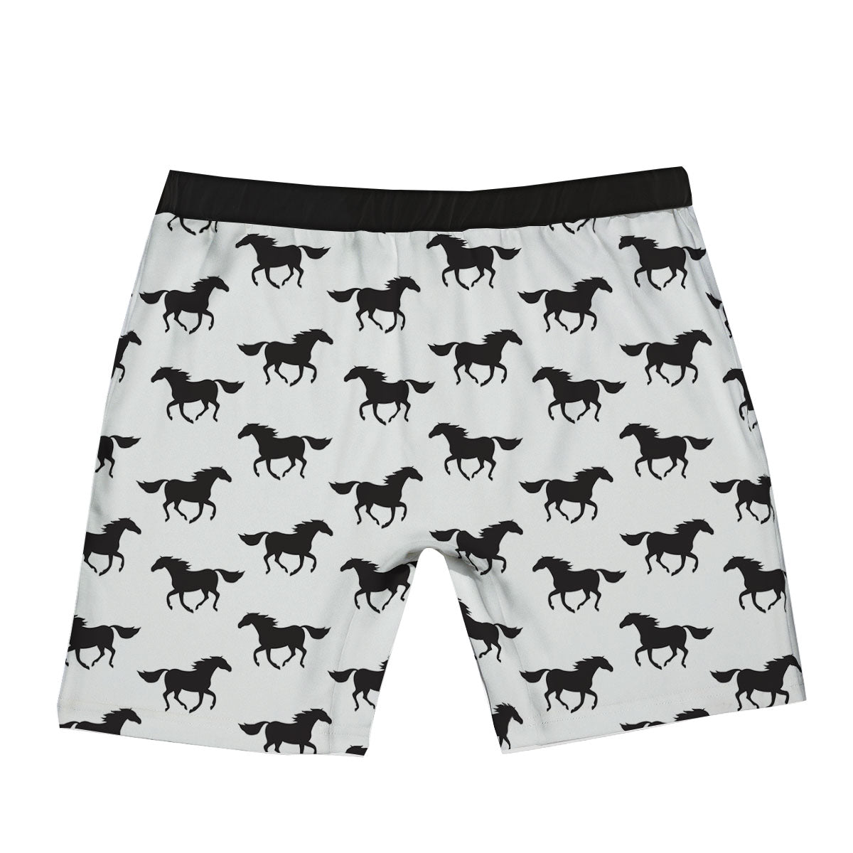 Horse White And Black Print Pattern Boxer Briefs-grizzshop