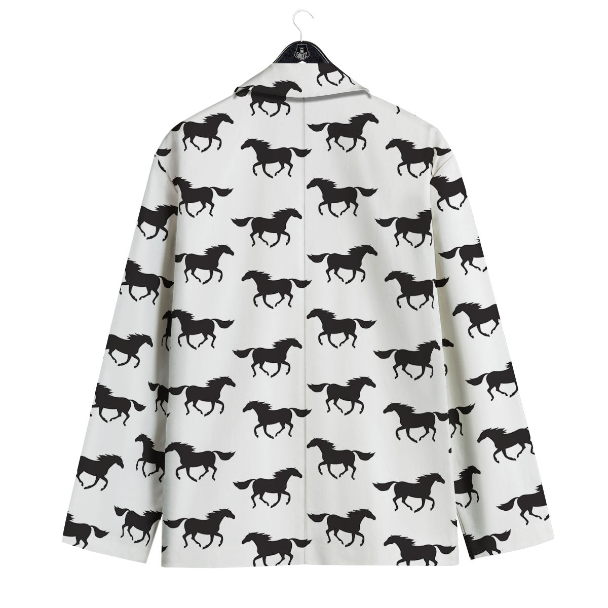 Horse White And Black Print Pattern Men's Sport Coat-grizzshop
