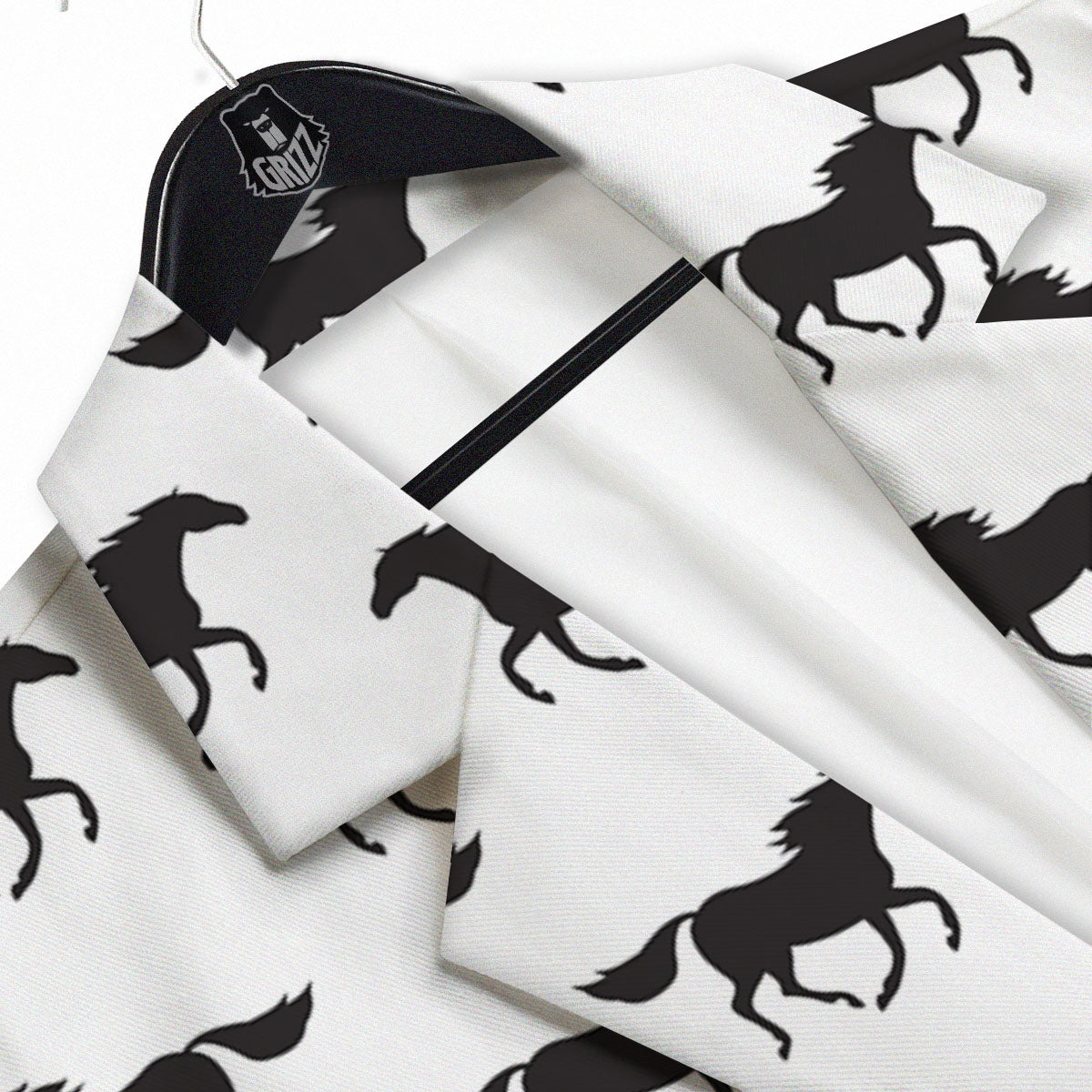 Horse White And Black Print Pattern Men's Sport Coat-grizzshop