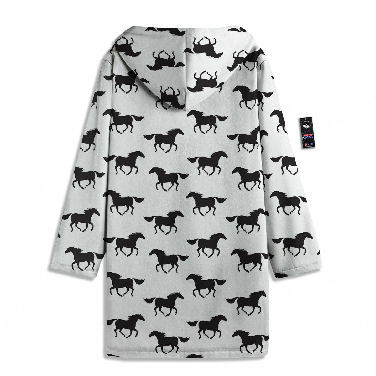 Horse White And Black Print Pattern Men's Windbreaker Jacket-grizzshop