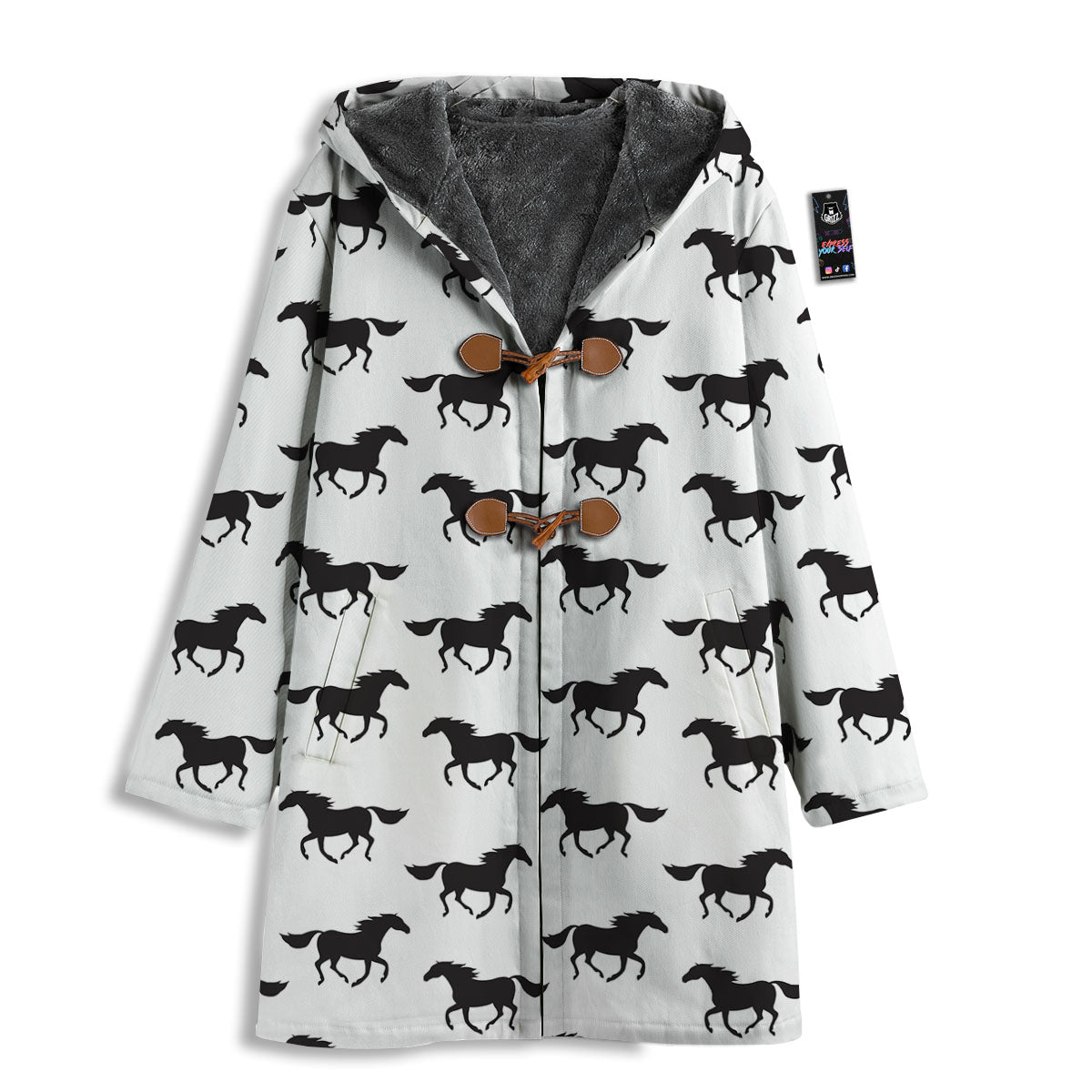 Horse White And Black Print Pattern Men's Windbreaker Jacket-grizzshop